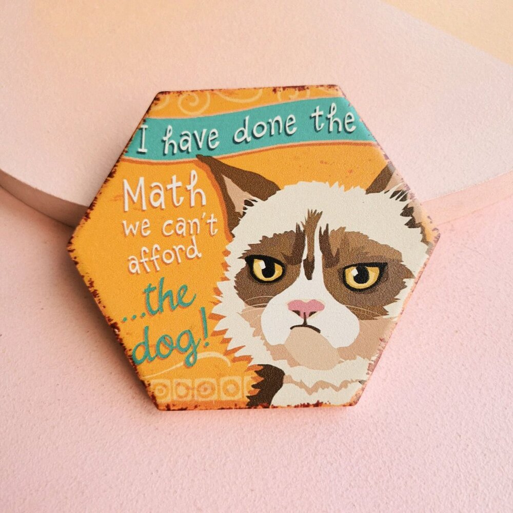 Yellow Quirky Himalayan Cat Ceramic Coaster